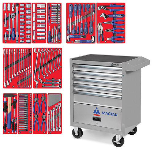 МАСТАК (52-05205G) Набор инструментов "МАСТЕР" в серой тележке, 205 предметов