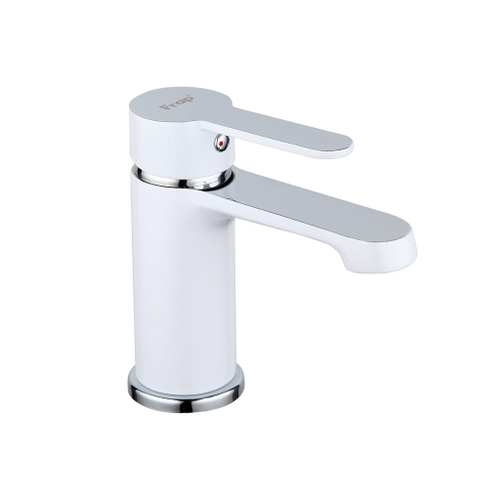 Смеситель для раковины 35к F1041 FRAP б/отв (литой, п/гайку, белый/хром, латунь)