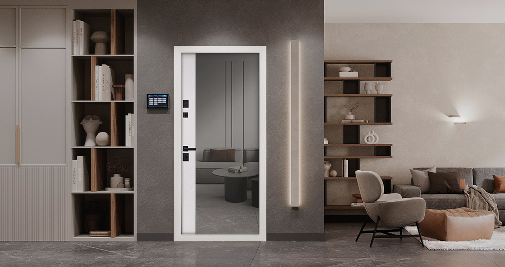 Стальная дверь "Эдинбург" с зеркалом (адаптивная замковая часть)