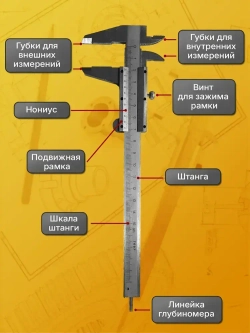 ШТАНГЕНЦИРКУЛЬ металлический, 150 мм, сталь CR-V, глубиномер и зажимной винт, пластиковый кейс