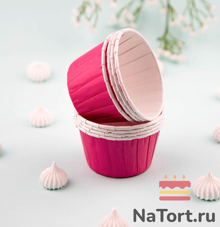 Формы бумажные с ламинацией «Маффин» 50х40 мм (Ярко-розовый) 100 шт