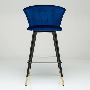 Барный стул Marlon синий велюр
