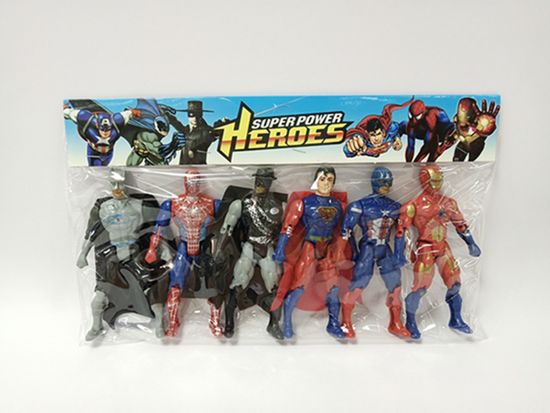 Набор супер героев в пакете 14см 6в1 + свет