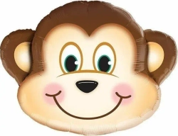 Шар (34''/86 см) Фигура, Большая голова, Обезьянка Мартышка, 1 шт. Д202 Д203