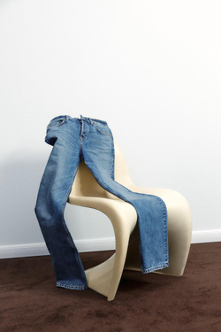 ZARA ДЖИНСЫ TRF ПРЯМОГО КРОЯ СО СРЕДНЕЙ ПОСАДКОЙ, МОРСКОЙ СИНИЙ