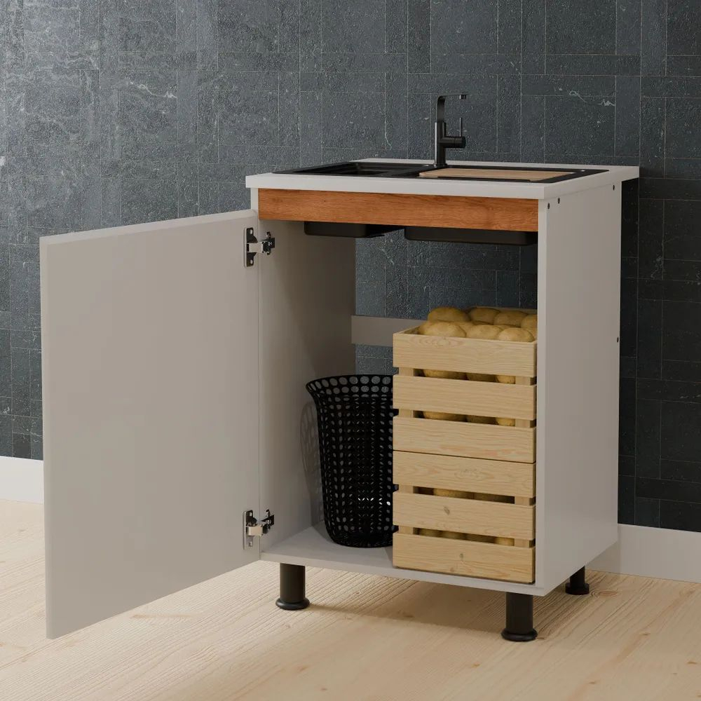 Кухня Валенсия 280 см со столешницей (10 модулей) / белый ЛДСП, массив дуба