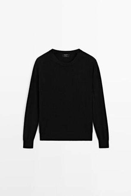 Massimo Dutti Свитер из 100% кашемира с длинными рукавами, черный