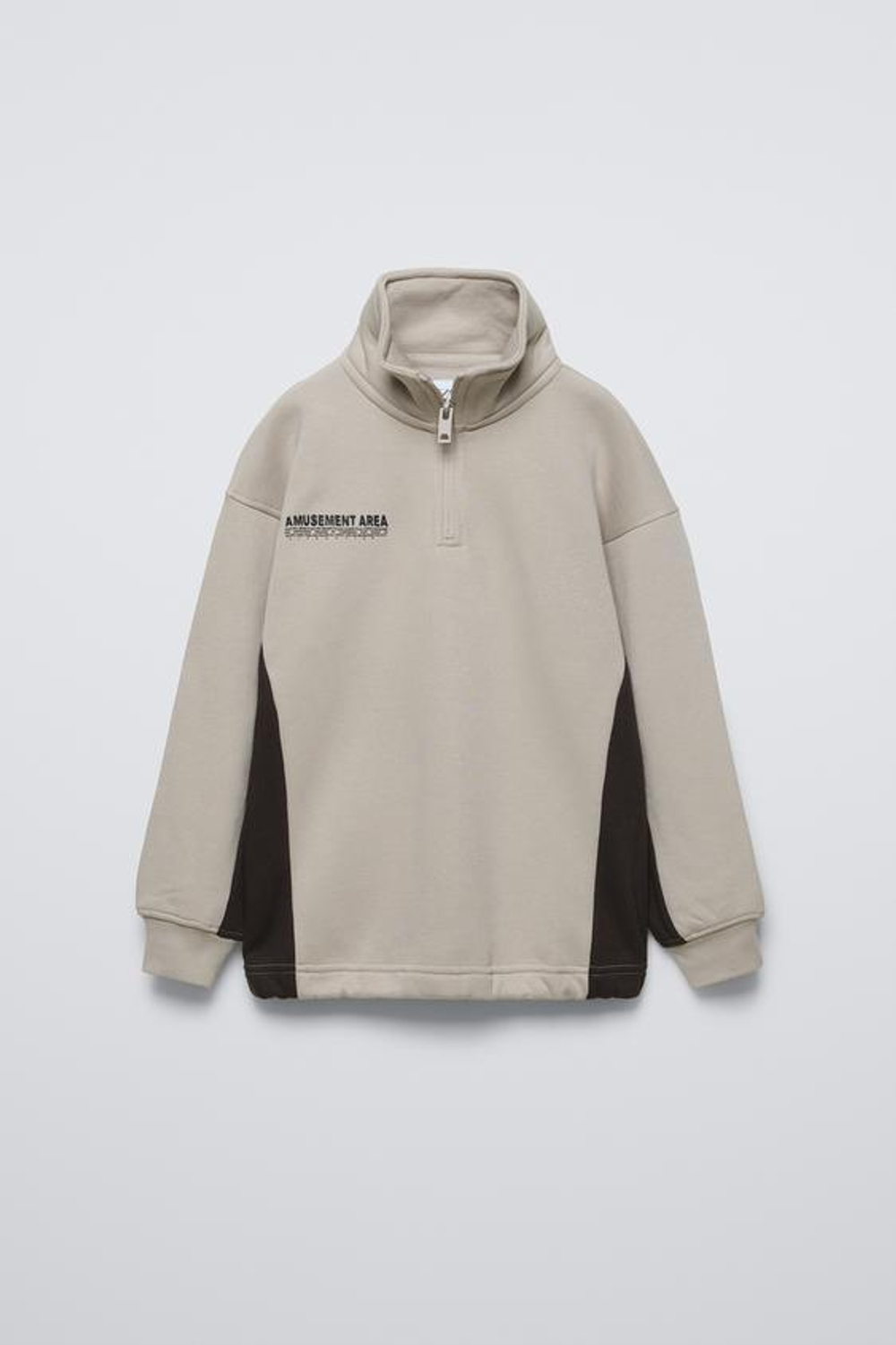 ZARA ТОЛСТОВКА С РЕЛЬЕФНОЙ НАДПИСЬЮ, СЕРО-КОРИЧНЕВЫЙ