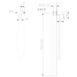 Смеситель ABBER Weiss Insel AF8025B с гигиеническим душем, черный матовый