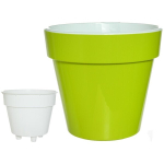 Кашпо для цветов пластиковое 15л d-32см «Порто» со вставкой киви