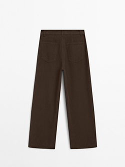 Massimo Dutti Брюки из смесового хлопка, шоколадный
