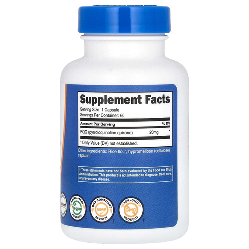 Nutricost, пирролохинолинхинон, 20 мг, 60 капсул
