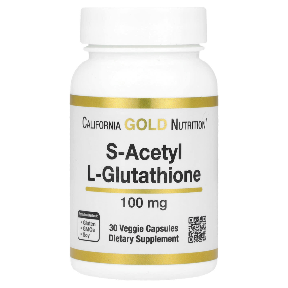 California Gold Nutrition, S-ацетил-L-глутатион, 100 мг, 30 растительных капсул