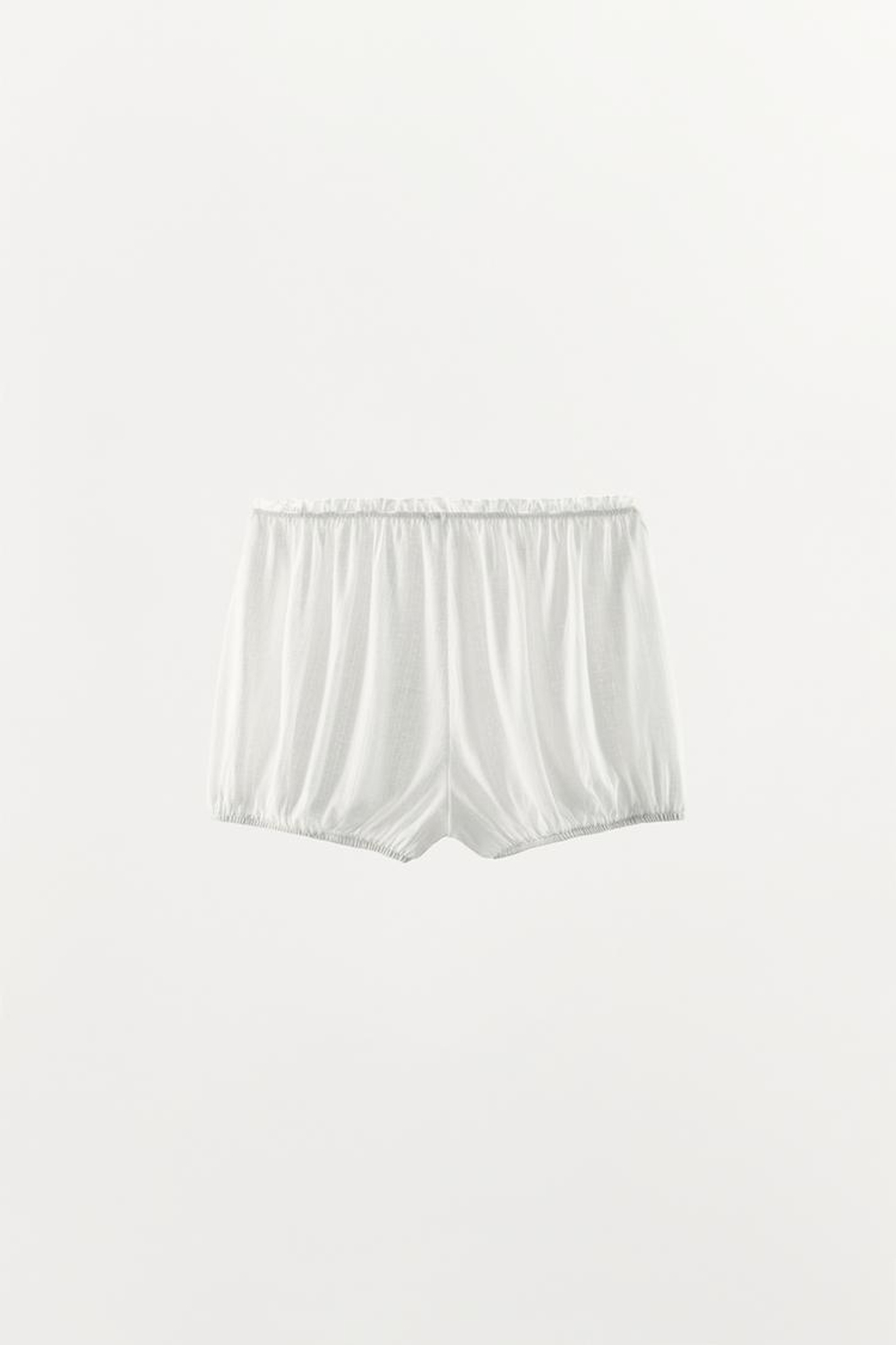 ZARA ШОРТЫ-БАНАНЫ ИЗ АЖУРНОГО ТРИКОТАЖА, БЕЛЫЙ