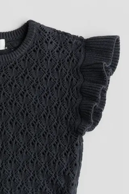 H&M Вязаный топ, темно-серый