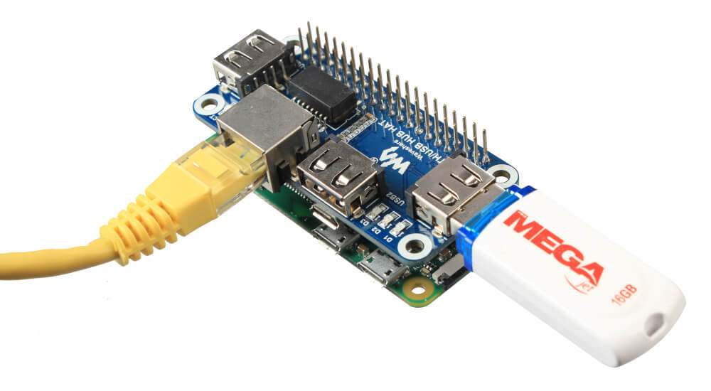 Плата расширения Ethernet / USB HUB HAT for Raspberry Pi, 1x RJ45, 3x USB