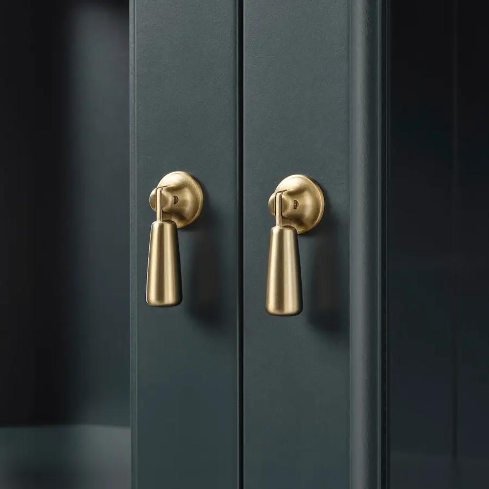 Шкаф со стеклянными дверцами - IKEA LOMMARP/ ЛОММАРП ИКЕА, 86x199 см, темно-сине-зеленый