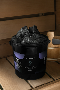 SAUNARU Камни для сауны Пироксенит колотый PREMIUM, фракция до 100 мм, ведро 15 кг, артикул SSB15-PC