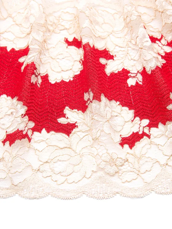 03-216 Кружево эластичное 21 см, красный / телесный