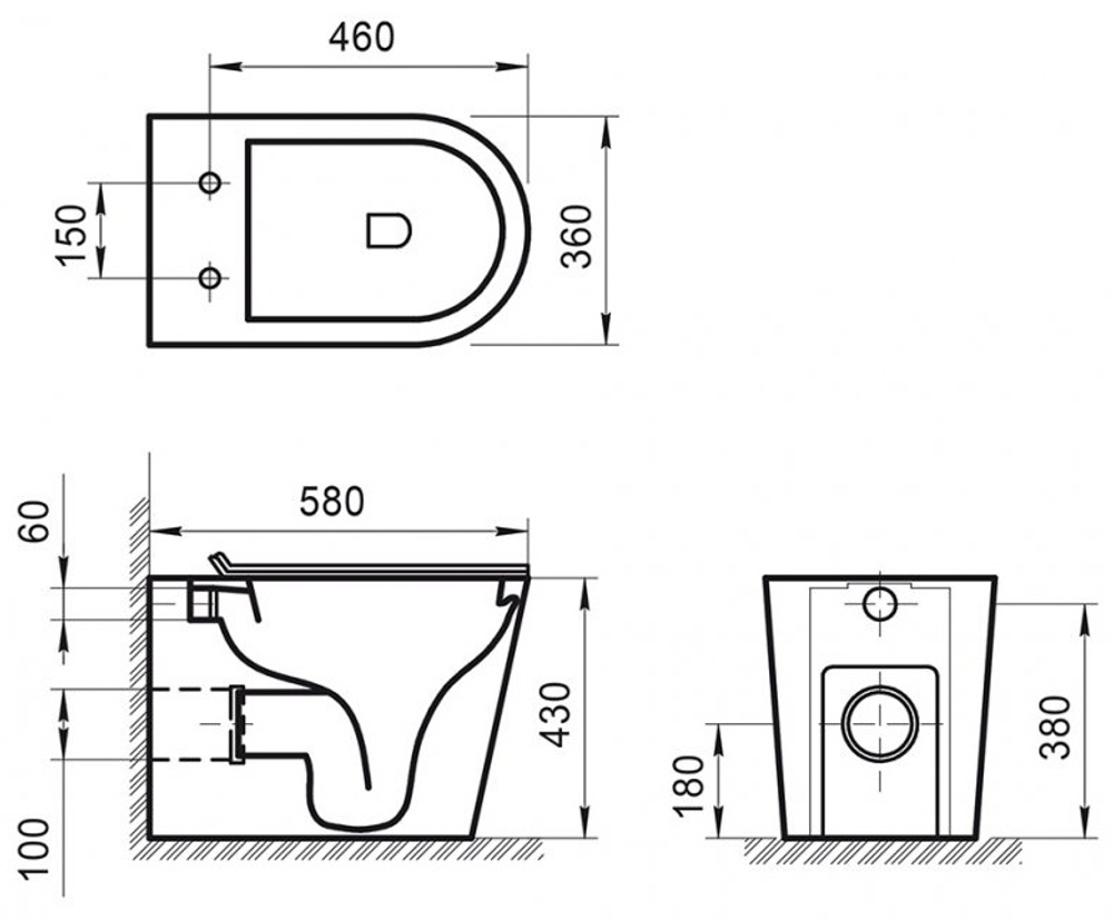 УНИТАЗ ПРИСТАВНОЙ БЕЗОБОДКОВЫЙ BELBAGNO FLAY-УНИТАЗ ПРИСТАВНОЙ БЕЗОБОДКОВЫЙ BELBAGNO FLAY-R BB1003CBR