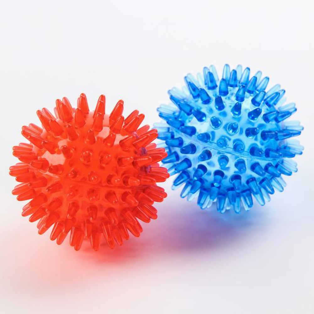 Развивающий массажный мячик с шипами, «Веселый Ёжик», твёрдый,d= 7 см, цвет МИКС