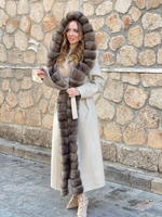 Кашемировое пальто с баргузинским соболем