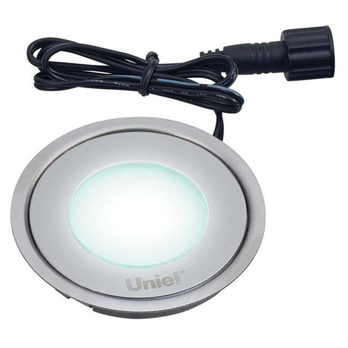 ULE-R06-0,5W/NW IP67 SILVER картон Светильник светодиодный встраиваемый. Напряжение 12V, IP67. Материал корпуса нержавеющая сталь, цвет корпуса серебр