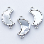 Коннектор Месяц, цвет серебро, перламутр, размер 18*9 мм, цена за 1 шт