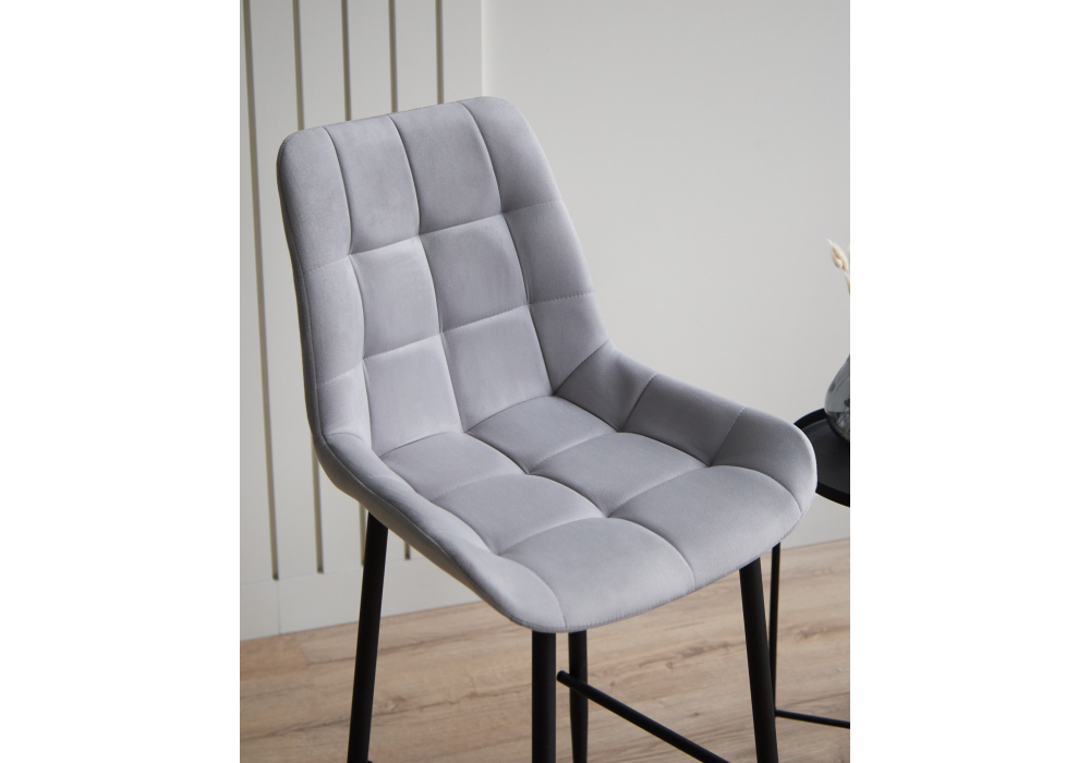 Барный стул Woodville Челси 360 светло-серый (zd 960), черный np, ножки черные