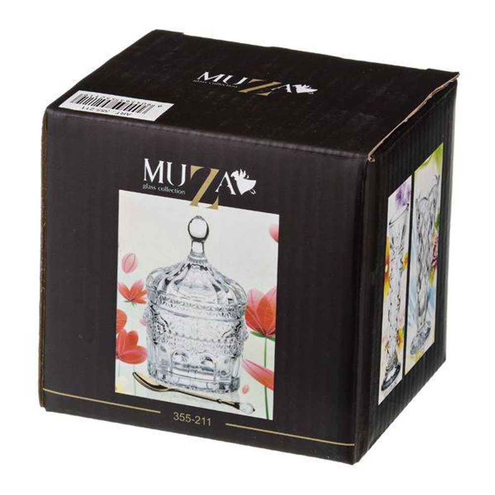 ИКОРНИЦА С ЛОЖКОЙ 155 МЛ 8,5*8,5 СМ. ВЫСОТА=13 СМ. КОЛЛЕКЦИЯ "MUZA" (КОР=24ШТ.)