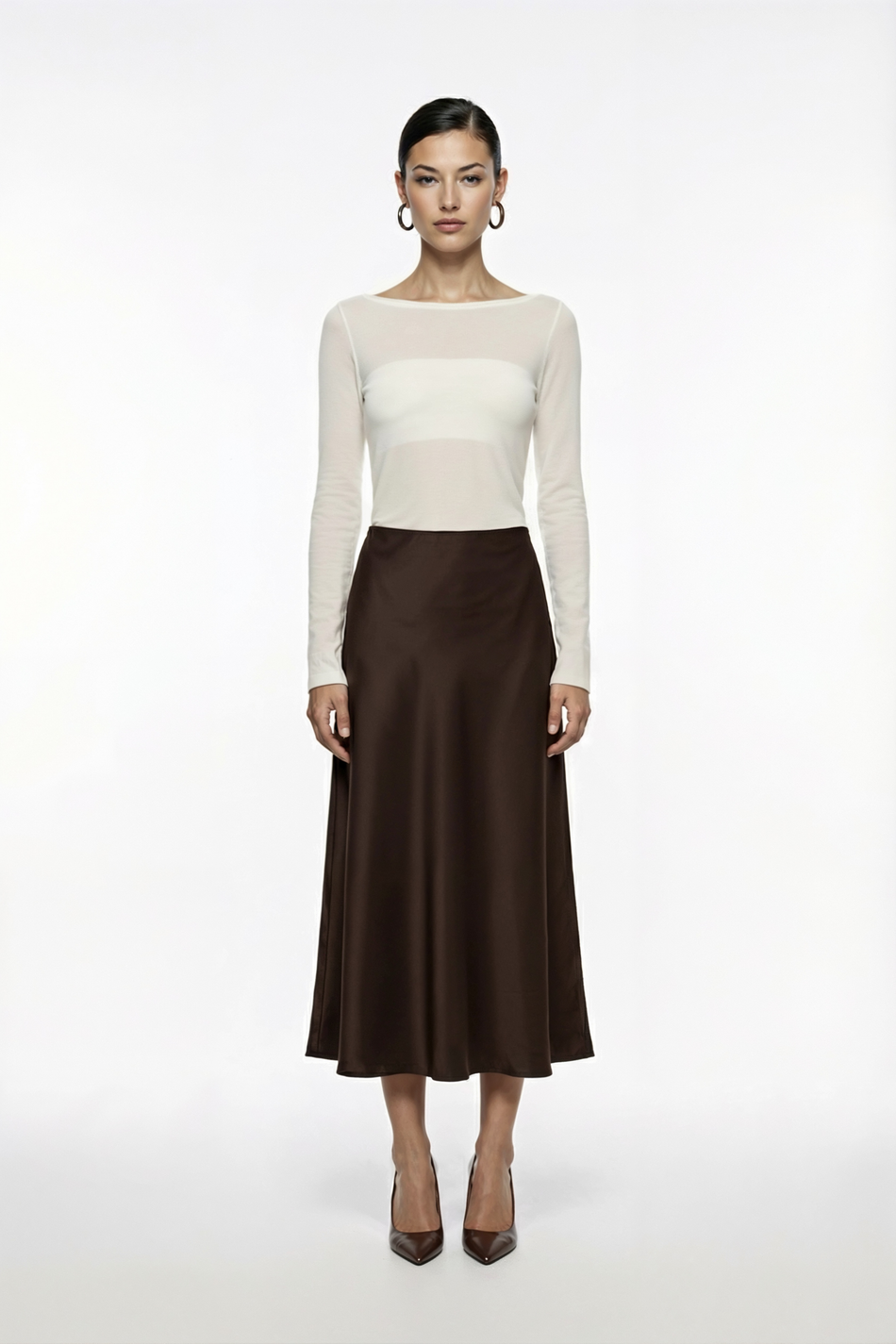 Юбка миди из атласа