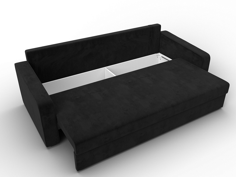 Диван прямой Лига-009, ВЕЛЮР Черный