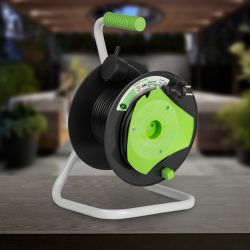 Удлинитель силовой ЭРА GREEN LINE GAZ-2x1-20m Greenline на катушке пластик 1 розетка без заземления 20м ПВС 2x1мм2 | Электротовары