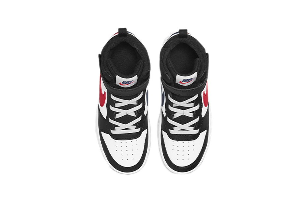 Middle-aged children Nike Court Borough Mid 2 casual non-slip wear-resistant mid-top sneakers black and white red