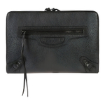 Balenciaga Metal Accessories Leather Clutch Men"s Black