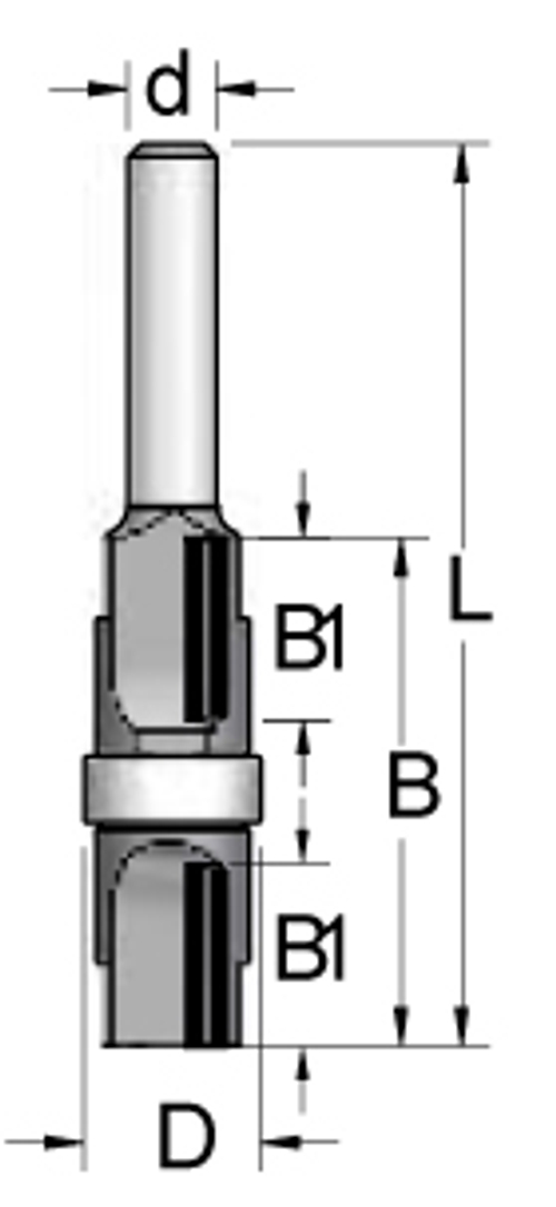 Фреза D12,7 B35 Z2 обгонная одновременного для снятия двух свесов хвостовик 8_S FT51275
