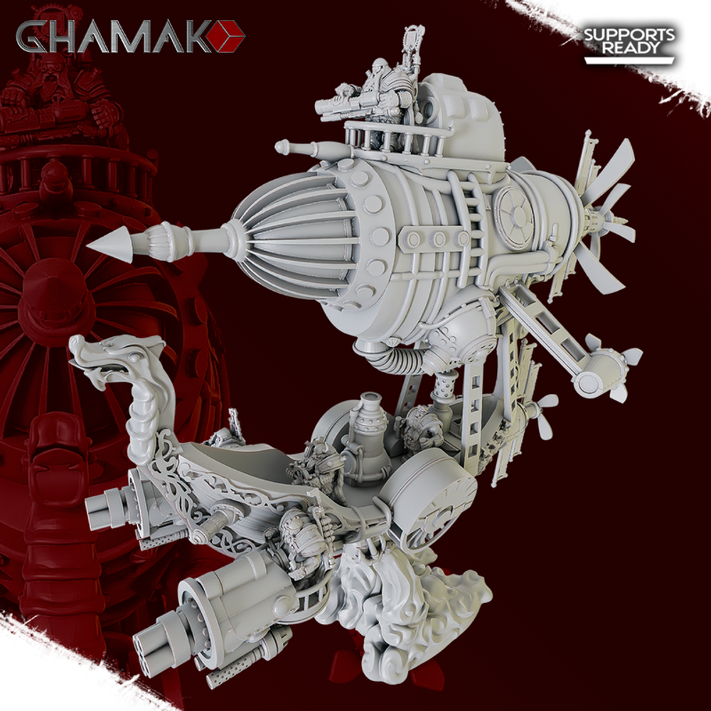 Grand Alliance Order Kharadron Overlords Dwarf Arkanaut Frigate Фрегат дворфов миниатюра для dnd, днд, pathfinder, фентези, Настольная игра, НРИ, Варгейм, РПГ