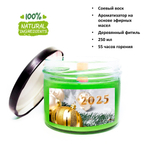 Свеча новогодняя , зеленая, аромат сосна и ель, 250 мл