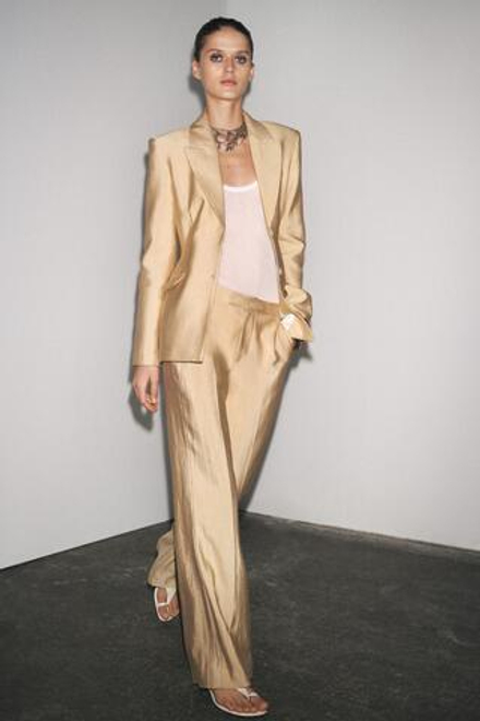 ZARA БРЮКИ STRAIGHT FIT — ZW COLLECTION, ЗОЛОТИСТЫЙ