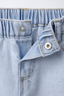 ZARA ДЖИНСЫ-КЮЛОТЫ С ВОЛАНАМИ, ГОЛУБОЙ