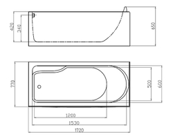 Акриловая ванна Gemy 172х77 G9006-1.7 B L с гидромассажем