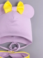 Шапка для девочек с ушками и снуд на осень