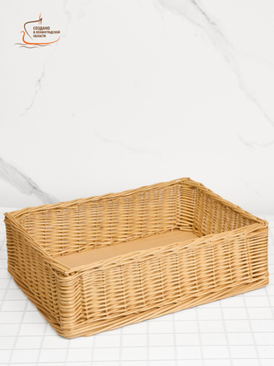 Корзина плетеная из ивовой лозы интерьерная, органайзер для хранения продуктов, кухонных принадлежностей, косметики длина 40 см ширина 30 см высота 12 см