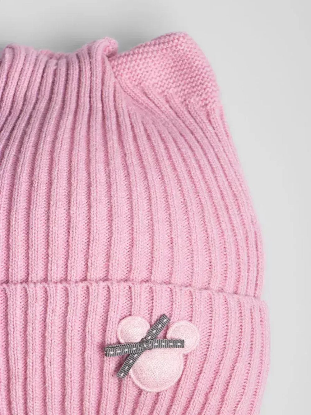 Шапка и снуд для девочки с ушками на завязках