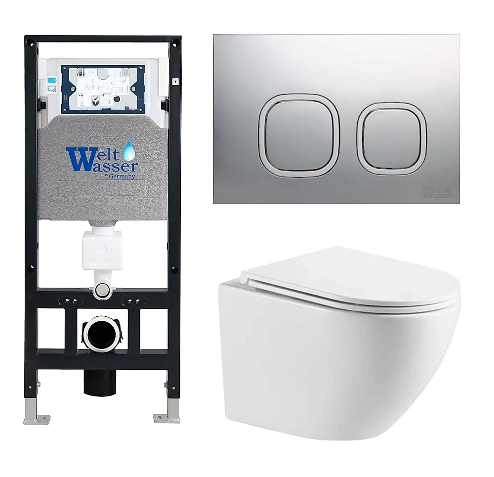 Унитаз с инсталляцией WeltWasser AMBERG 506 + MERZBACH 043 MT-WT + AMBERG RD-MT CR