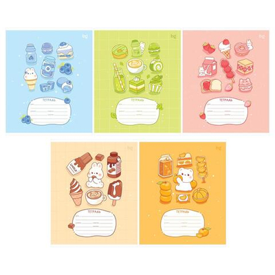 Тетрадь школьная А5 12л клетка "Пирожочек"( BG)