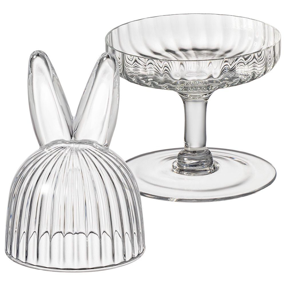 БЛЮДО НА НОЖКЕ С КРЫШКОЙ "RABBIT FAMILY" 12*12*23,5 СМ