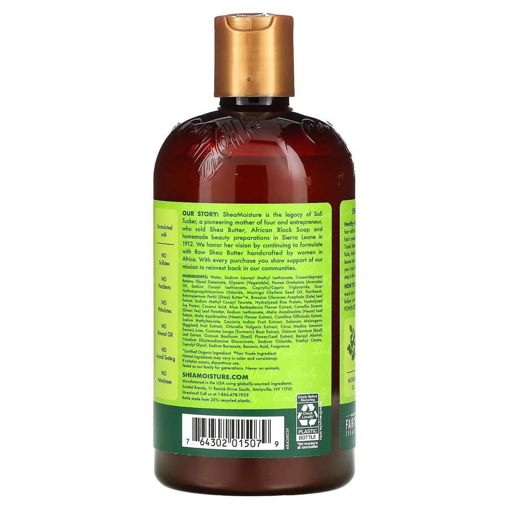 SheaMoisture, Power Greens, шампунь, моринга и авокадо, 384 мл (13 жидк. унций)