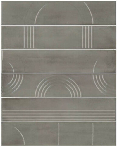 Панно Мажорель серый глянцевый (из 6 частей 6х28.5) (KMP3STA004RN6X)