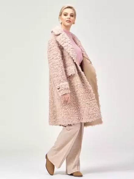 Шуба из шерсти мериноса чебурашка, розово-бежевая, SilverFox (арт. S1160rm05bz)